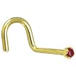 Solid 18KT Yellow Gold (July) 1.5mm Genuine Ruby Right Nostril Screw- 20 Gauge