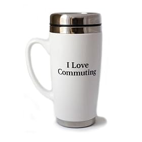 I LOVE COMMUTING Travel Mug, Ceramic and Stainless Steel -- From The Onion, America's Finest News Source