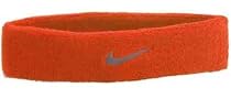 Nike Swoosh headband - orange with a brown Swoosh