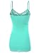 RT1004 Ladies Adjustable Spaghetti Strap Lace Trim Long Tunic Cami Tank Top Lt.Mint S