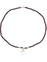 Jewelplus Freshwater Cultured Coin Pearl & Gemstone Necklace 14K Yellow Necklace