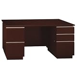 Bush Furniture Milano Double Ped Desk 60-Inch, Harvest Cherry