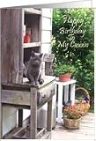 Happy Birthday Cousin With Big Gray Cat Card