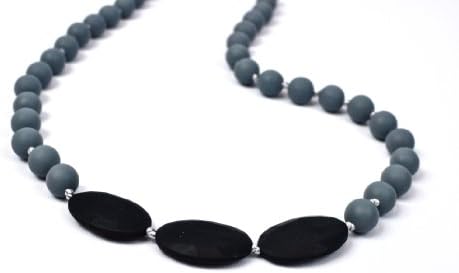Bitey Beads Silicone Teething Nursing Necklace 2 Tone (Dim Grey/ Jet Black)