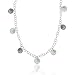 Sterling Silver .925 Iridescent Gray, and Black Genuine Freshwater Cultured Coin Pearl Rolo Link Dangle Graduated Necklace
