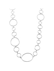 Sterling Silver Fancy Hammered Oval and Circle Link Necklace (30 inch)