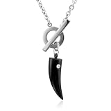 Men's Stainless Steel Horn Diamond Pendant Necklace (GH, SI, 0.05 carat)  for Sale