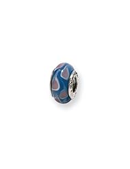 Blue and Pink Glass Charm for 3mm Charm Bracelets