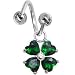 Emerald Green Gem Heart Shamrock Spiral Twister Belly Ring