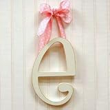 Wooden Hanging e: Green Polka Dot Ribbon