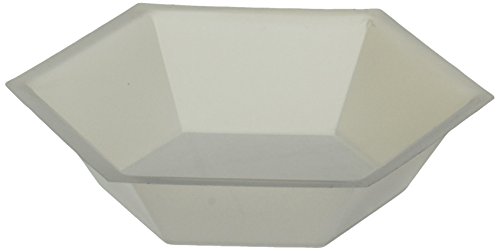 Weighing Boats by Globe Scientific, Hexagonal Shaped, Bendable Polystyrene, Easy Pour Design, Disposable Scale Trays for Weighing & Mixing Liquid & Powder, Antistatic, 50mL Capacity, White, Case 500
