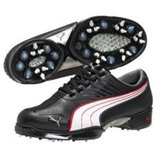 Puma Cell Fusion Golf Shoes - Black/Puma Silver/Cherry Tomato - 11 Medium
