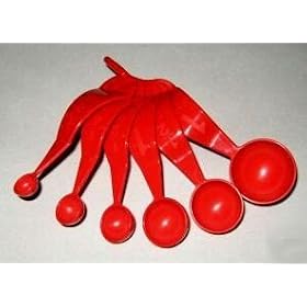 Tupperware Baking Measuring Spoons in Chili Red (set of 6 with detachable ring) by Tupperware