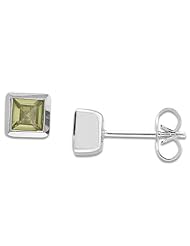 Peridot Earrings in 14K White Gold