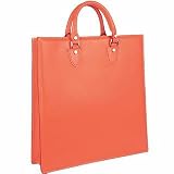 L.A.P.A. Calf Leather Large Tote Handbag w/Pouch Coral