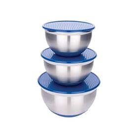 MIU Stainless Steel Mixing Bowl Set with Blue Lids 3-pc. by MIU