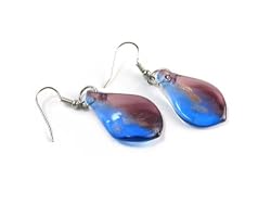 Denim Dreams Sparkling Foil Glass Dangle Fashion Earrings