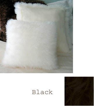 20 Single Sided Sheepskin Pillow - Black Black 20H x 20W x 5D