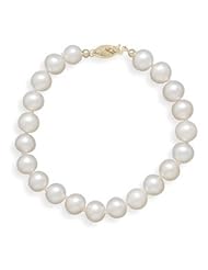 Freshwater White Pearl Bracelet 7.5 to 8mm 14K Gold - Made in the USA