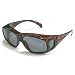 Birdz Eyewear Beak 1.1 mm Polarized Sunglasses Brown Tortoise Print Frame (Fits over glasses) 100% UV 400 protection Micro-fiber carry bag included
