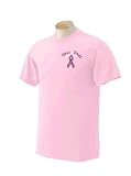 Personalized custom embroidered breast cancer awareness pink ribbon t-shirt, mens size medium, white Personalized custom embroidered breast cancer awareness pink ribbon t-shirt, mens size medium, white