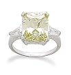 Rhodium Plated Rectangle Yellow Cz Ring With Graduated Baguette Cz Sides Size Available 5,6,7,8,9,10