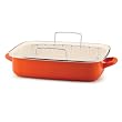Rachael Ray Enamel on Steel Roaster with V-Shape Rack, Orange