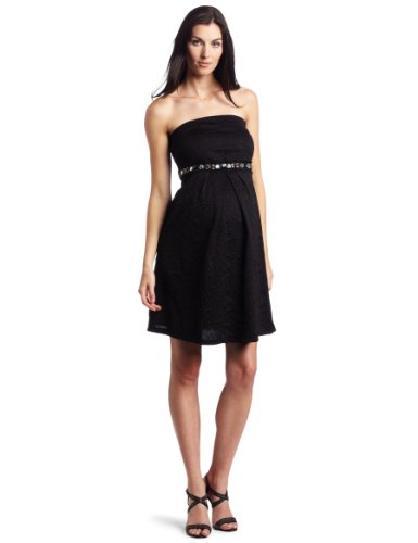 Maternal America Women's Strapless Dress, Black, Large