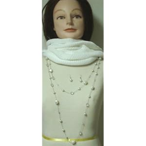 Knitted Ivory Chenille Neck Scarf Tube Balaclava Offered with Very Long Seventy Inches Shown As Two...