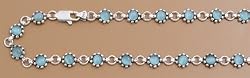 Sterling Silver Stone Anklet - Aquamarine - 10'' in Length