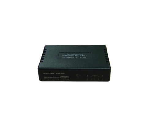 Dualcomm DCSW-1005PT 5-Port 10/100 Ethernet Switch Network TAP (USB Powered, Port Mirroring, PoE Pass-Through)