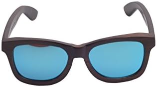 Iwood Du Wood Brown Painting Bamboo Sunglasses Polarized Blue Lens