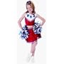 CHILD Large 10-12 - Red Patriotic Cheerleader Outfit in Crushed Velvet Costume