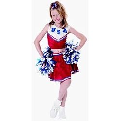 CHILD RED Patriotic Cheerleader Outfit in Crushed Velvet Costume