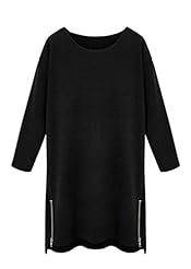 Plus Size Long Sleeves Cocktail Round Neck Cotton/Polyester/Knit Party Dress/Tunic 