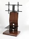 UKGL-510 designer glass tv stand, iconic brand walnut wood effect,  black glass shelves 32, 37, 40, 42, 50, 52