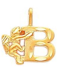 14K Gold Angel Initial Letter B Charm FindingKing