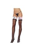 Dreamgirl Women’s Sheer Thigh High with Contrast Lace and Bow img