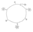 Sterling Silver Large Flower and Jingle Ball Anklet