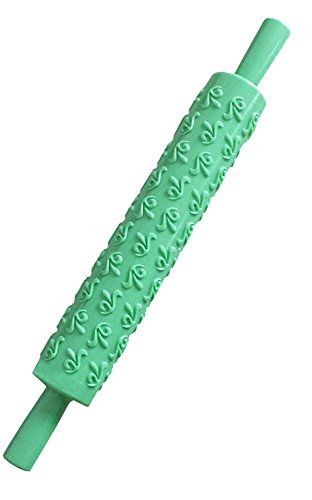 Leegoal Mokingtop Fashion New Embossed Rolling Pin Gum Paste Embossing Sugarcraft Decorating Cake Mold (Green)