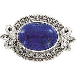14K Yellow Gold Genuine Lapis And Diamond Brooch by Britney
