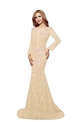 Long Sleeves Scoop Neck Mermaid Lace Cocktail Evening Dress/Prom Dress/Party Dress/Wedding Dress 