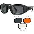 Bobster Sport & Street Convertible Motorcycle Touring Sunglasses - Black/Anti-fog Smoked, Amber, Clear