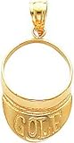 14K Yellow Gold 3D Golf Visor Charm Golfing Pendant