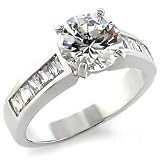 Silvertone Clear Cubic Zirconia Ring 3.35-Carat, Size10