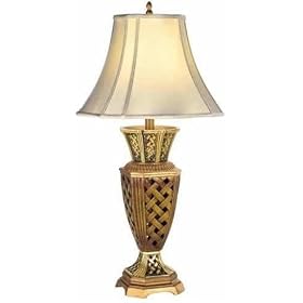 Light Bronze Finish Basket Weave Table Lamp