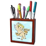 Angels - Angel Peace Blond - Tile Pen Holders-5 inch tile pen holder