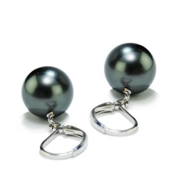 Belle by Sorelle 12mm Black Shell Pearl Lever Back Earrings