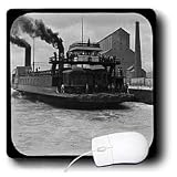 Scenes from the Past Magic Lantern Slide - Vintage Railroad Car Ferry Grayscale - Mouse Pads