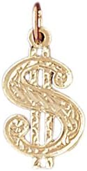 Dazzlers Solid 14k Gold 0.8 GR Dollar Sign Pendant Available in three colors from jewelsberry